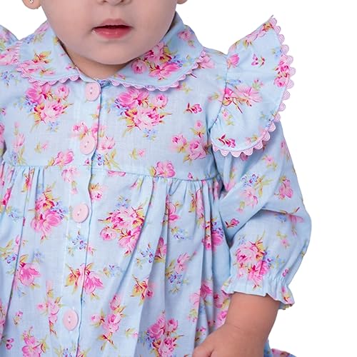 Vestido de Bebê Menina Manga Longa Florido Lilás com Tiara 100% Algodão Mundo Nina Zaya Tamanho:M (4