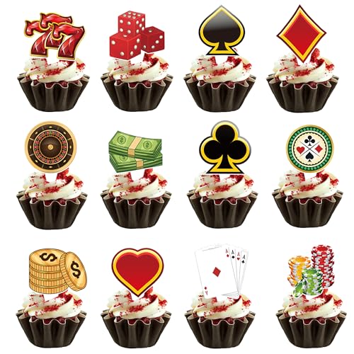 72pcs Poker Casino Cupcake Toppers
