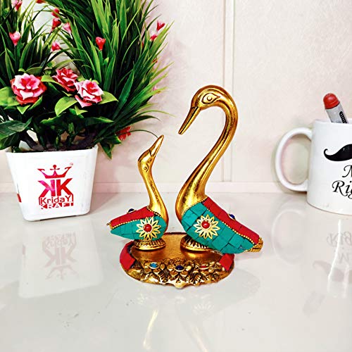 Image of KridayKraft Love Birds Swanset Pair of Kissing Duck Metal Statue,Love for Romantic Gift to Boyfriend,Girlfriend,Decor Your Home,Office,Showcase,Animal Showpiece Figurines. (Stone)