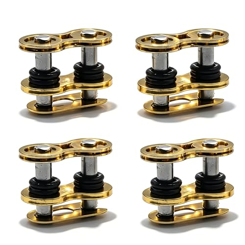 Fiknonk 4 PCS 520 Chain Master Link, Heavy Duty O-ring Motorcycle Chain Connecting Links with Clip, Universal for Most Cars, Trucks, SUVs (Gold)