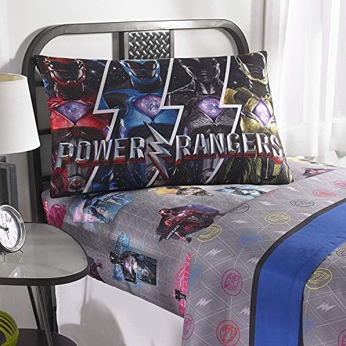 POWER RANGERS-SABAN Unique, Soft and Cool Power Rangers 'Band Together' Bedding Sheet Set, Black/Grey/Multicolor, Twin