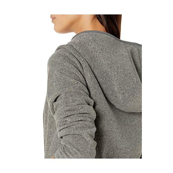 AMAZON ESSENTIALS Women's Long-Sleeve Hooded Full-Zip Polar Fleece Jacket, Charcoal Heather, Large