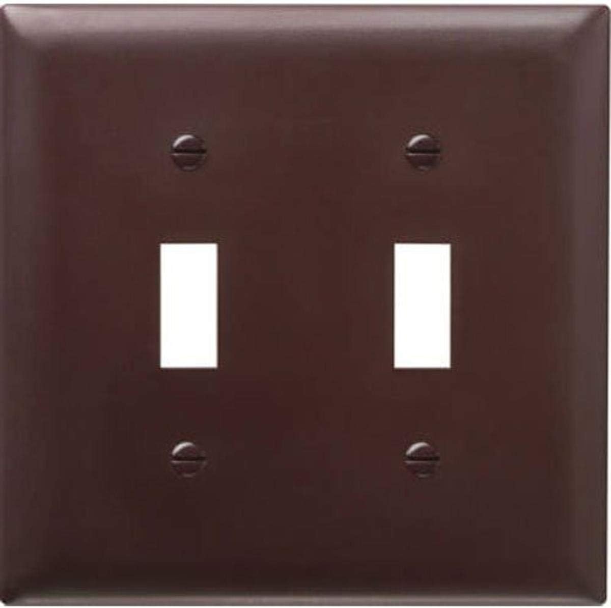 Legrand Pass & Seymour SP2U Plastic Wall Plate, 2 Gang, Two Toggle Switches, Brown (1 Count)