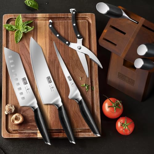 Image of HOSHANHO 8PCS Knife Set, Razor Sharp Japanese Kitchen Knife Set with Block