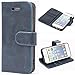 Mulbess Handyhülle für iPhone 5s Hülle Leder, iPhone 5s Handy Hüllen, Vintage Flip Handytasche Schutzhülle für iPhone SE 2016 / 5s / 5 Case, Navy Blau