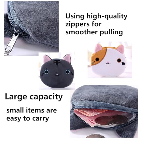 Small Change Purse for Coins, 4 Pcs Cat Face Coin Purse Pouch Change Holder with Zipper For Women Girls, Cute Animal Cartoon Change Money Organizers Purse Wallet Trinket Jewelry Bag Gift Bag4