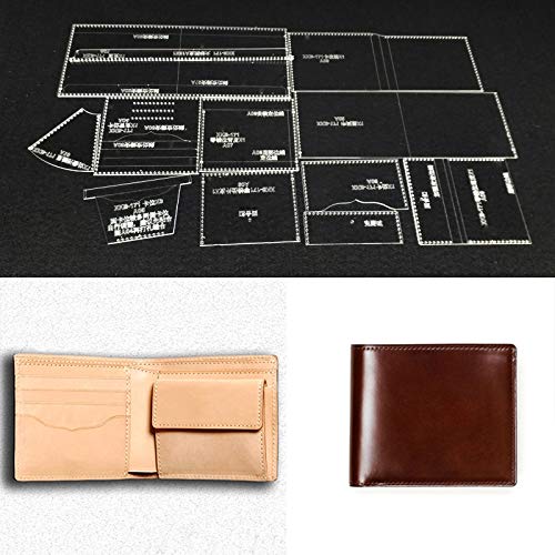 Wang shufang 1set Handmamde Portefeuille Acrylique Modèle Motif en Cuir Bricolage Hobby Leathercraft pochoirs modèle Couture 110X95X20mm