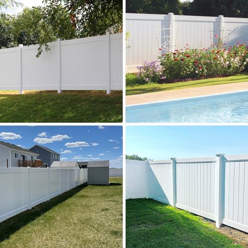 Privacy Fence Panels,Decorative Garden Fence,72\" W x 72\" H,Vinyl Freestanding Picket Fences for Garden Patio Lawn Pool Pump, White, Full Set of 2 Pcs - Thumbnail 6