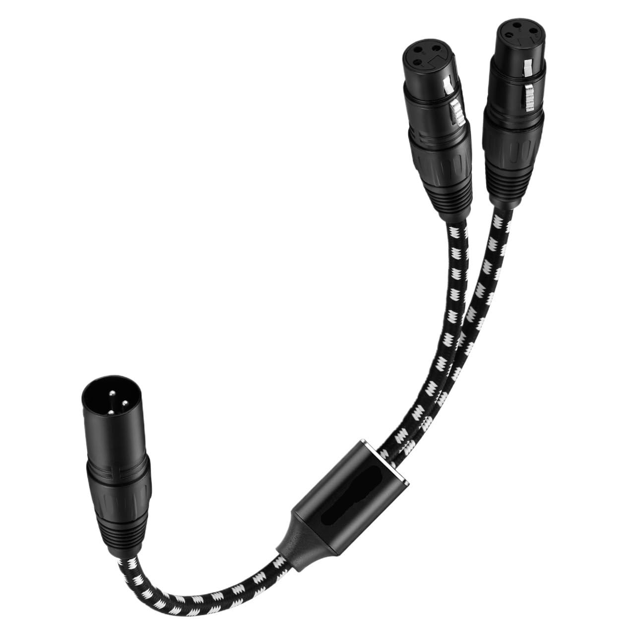 Pleciony kabel XLR męski na podwójny XLR żeński 3-pinowy rozdzielacz podwójny (folia+pleciony) ekranowany do wzmacniacza miksera mikrofonowego 50 cm (męski do podwójnego żeński)