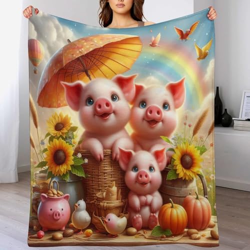 Manta de franela suave y térmica de cerdo, manta para sofá transpirable de 140 x 180 cm 2