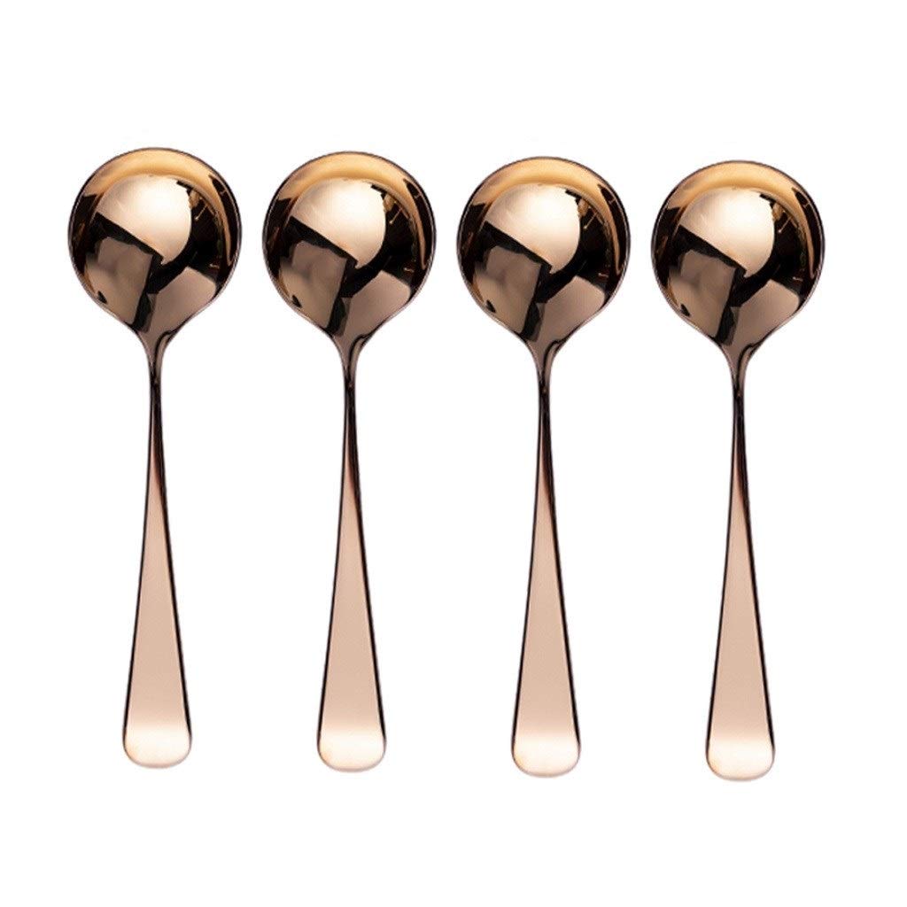 Cucchiai da minestra/cucchiai da Dessert Zuppa, Cucchiaio Cucchiaio Maniglia in acciaio inox, confezione da 4 Cucchiaino da caffè/Cucchiai da zuppa (Color : A)