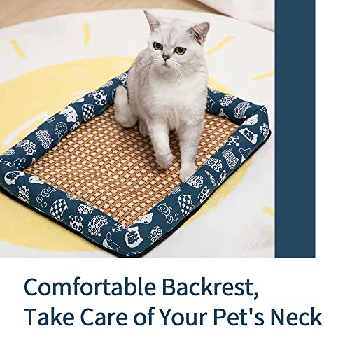 Summer Pet Self Cooling Mat Cat Bed For Indoor Cats Large Medium Small, Durable Dog Cat Sofa Bed, Sleeping Cozy Cool Rattan Mat Puppy Cat Beds With Non-Slip Bottom (29"X24"X2.36", A) #TOP27