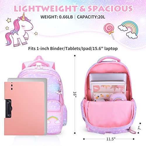 Byxepa Girls Backpack, School Kids Backpacks For Girls, Cute Book Bag With Compartments For Teen Girl Kid Students Elementary Middle School, Kids' School Bag(Purple) #TOP3
