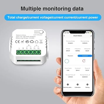 Tuya Wifi Smart Power Meter with Current Transformer Clamp 2 Channel 80A Meter Smart Home Wattmeter