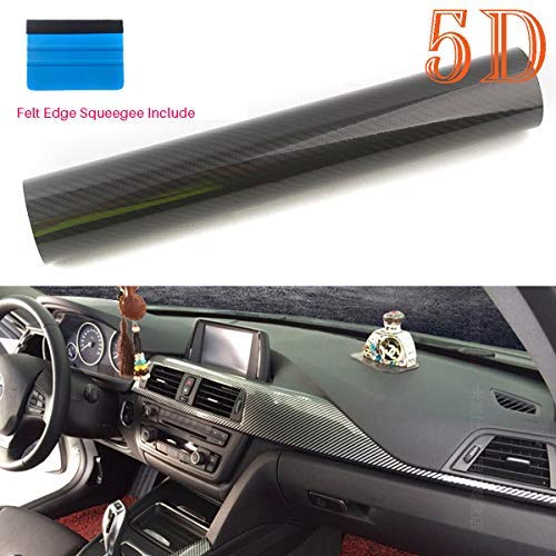 PEATOP Carbon Fiber Vinyl Wrap 5D High Gloss Bubble Free Air Release Small Texture Sheet Roll Film (60