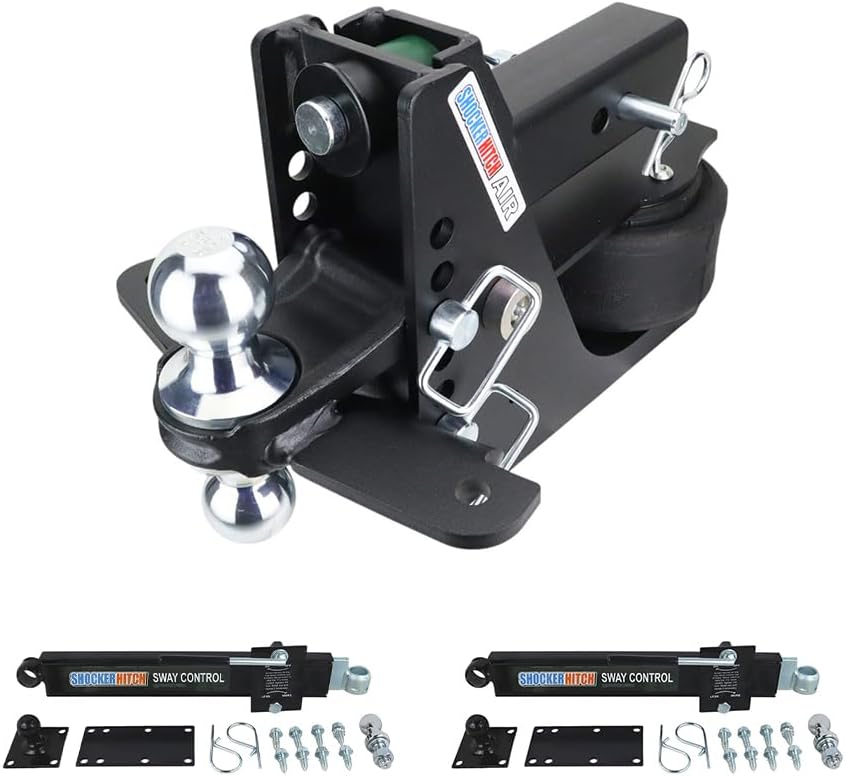 Shocker Max Air Hitch Combo Ball & Sway Control Towing Kit, Fits 2-1/2" Hitch Chrome Combo 2" & 2-5/16" Balls