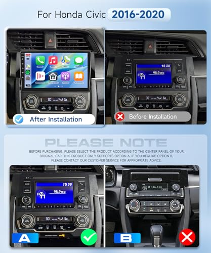 Image of 5 /6GWiFi 8Core Qualcomm 4G+64G,Radio for Honda Civic 2016-2020 Radio Android Car Stereo 5.1Bluetooth,Wireless Carplay,DSP Hi-Res,Android Auto,9'' 1280P IPS Touch Screen,Cooling Fan,GPS,FM /RDS,Camera