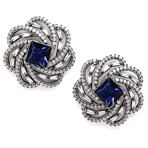 Image of Karatcart Women Green American Diamond Stud Earrings