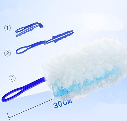 Miniatura 5 de Kit de repuestos de plumero de 360 grados para múltiples superficies (1 mango largo a + 1 mango corto + 12 repuestos de plumero)