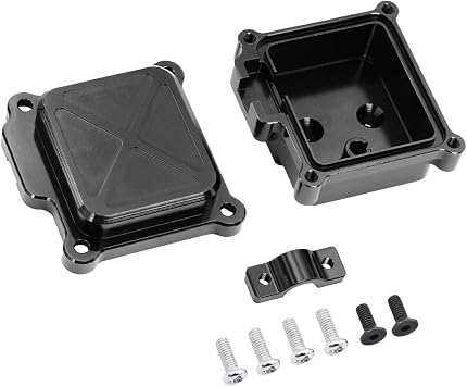 14320B Metal Center Shelf for MJX Hyper Go H14BM 14210 14209 RC Car, Metal Receiver Box Protective Cover Case ESC Radio Electronic Tray for RC Car Upgrade Spare Part Black