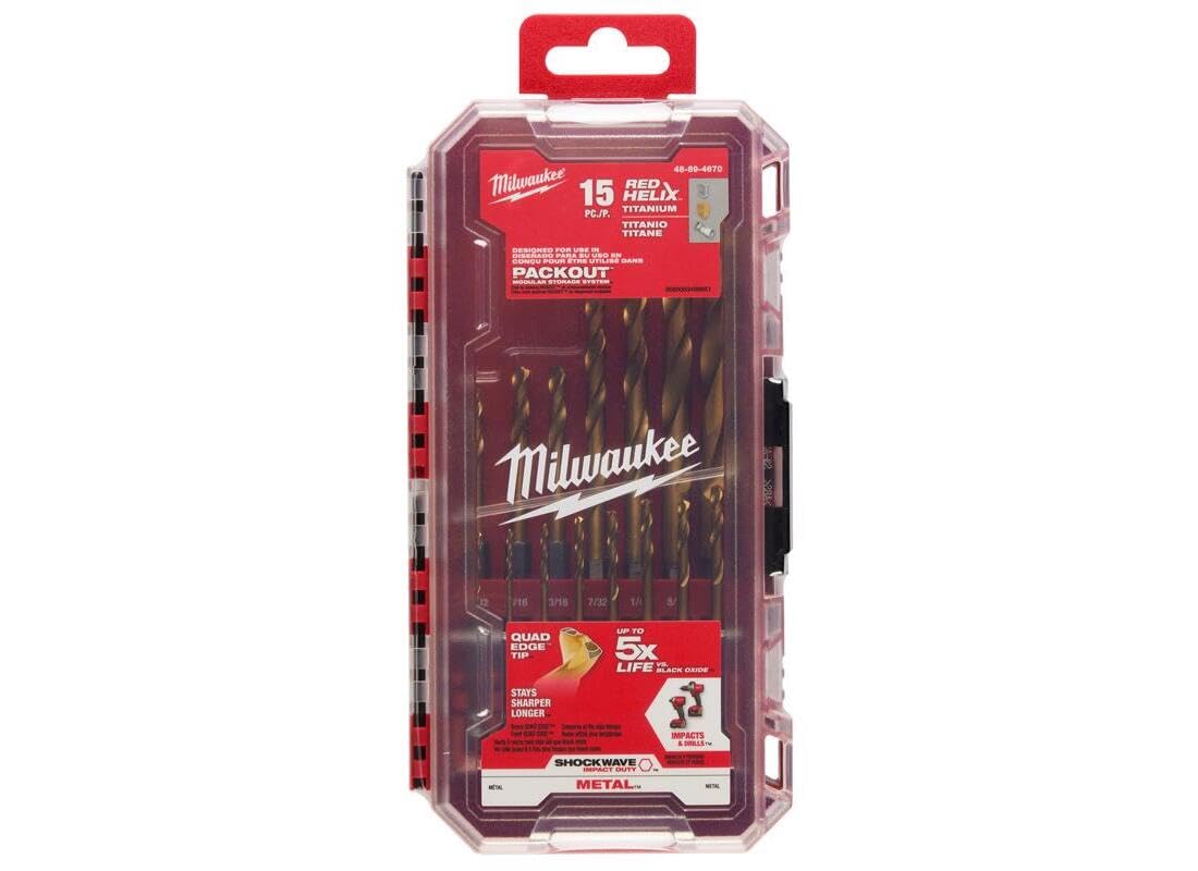 Milwaukee Shockwave Titanium Drill Bit Kit w/ 15 Pcs 48-89