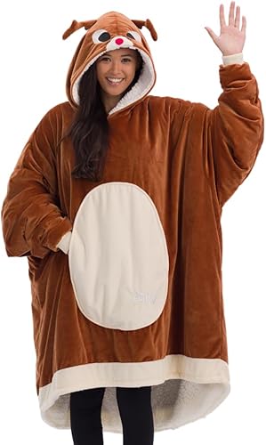 THE COMFY Original - Manta de vestir microfibra y sherpa de gran tamaño, vista en Shark Tank, talla única, renos