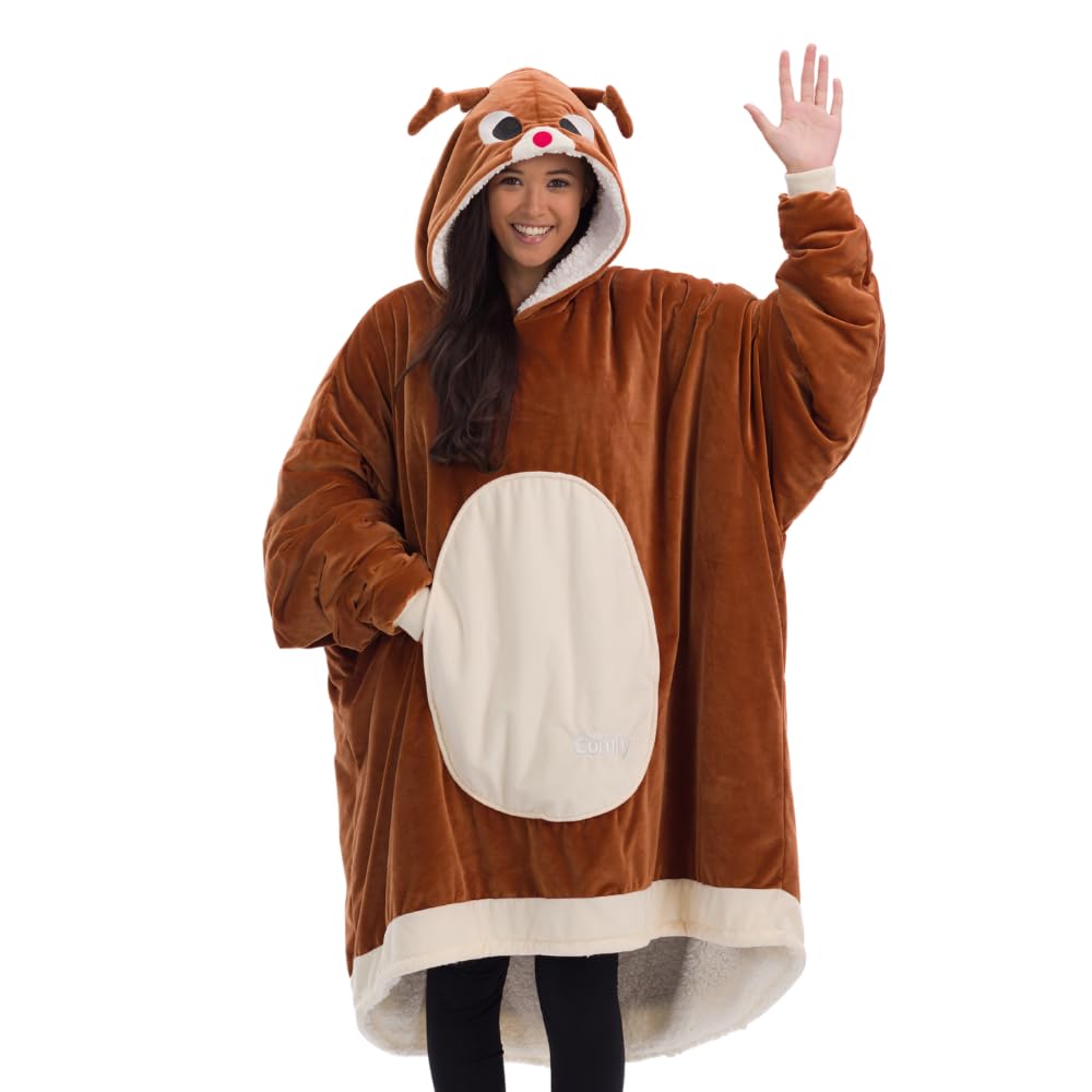 THE COMFY Original | Sherpa Lined Microfiber Fleece Wearable Blanket, Oversized Design with Hood and Pocket, From Shark Tank, for Women & Men, Warm and Cozy Gifts