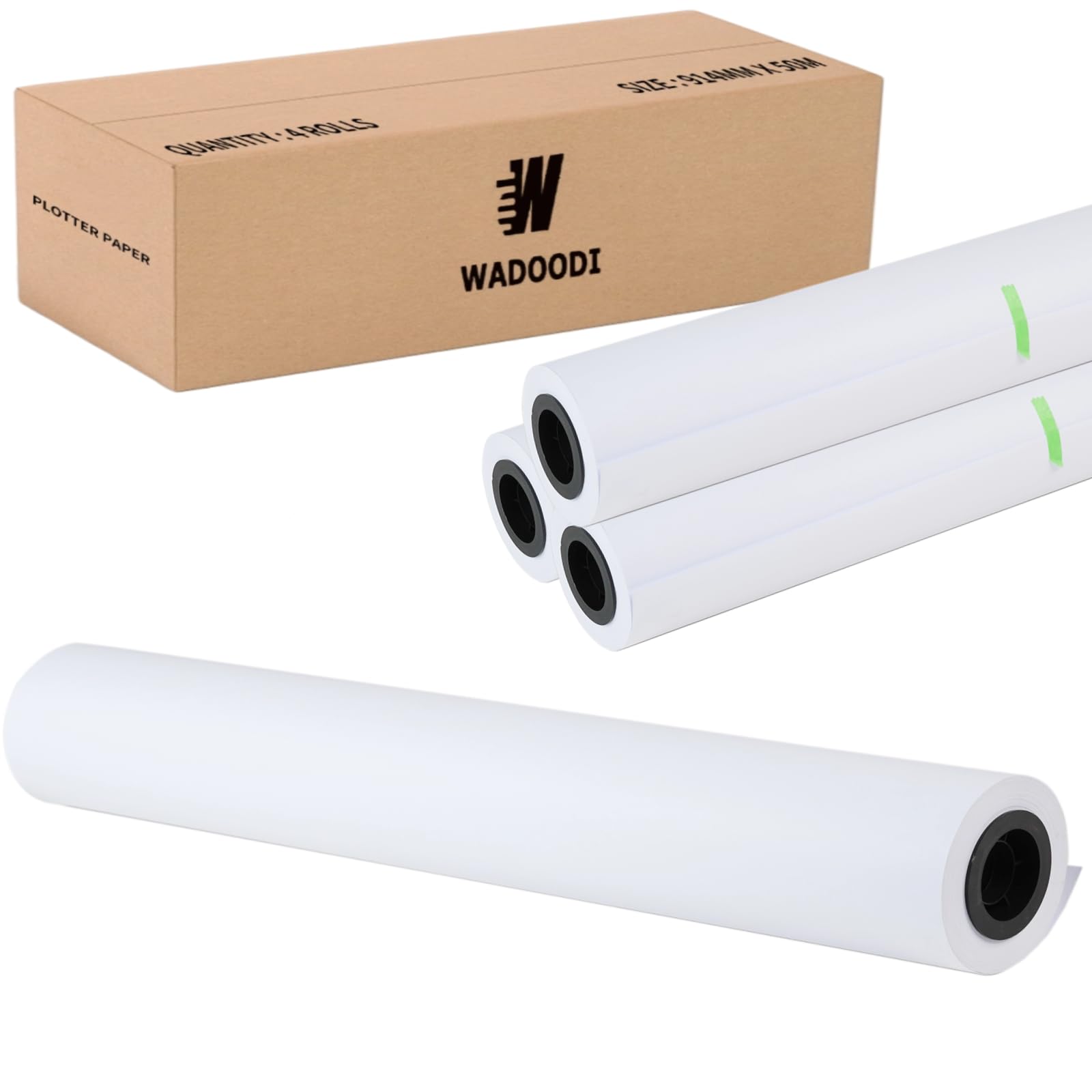 Premium Quality Wide Format Paper 914mm x 50m, 36 in x 150 ft Plotter Paper, Idea for CAD Drawings, Engineering Plans, GIS Maps & Architectural Designs (4 Rolls, 2" Core)