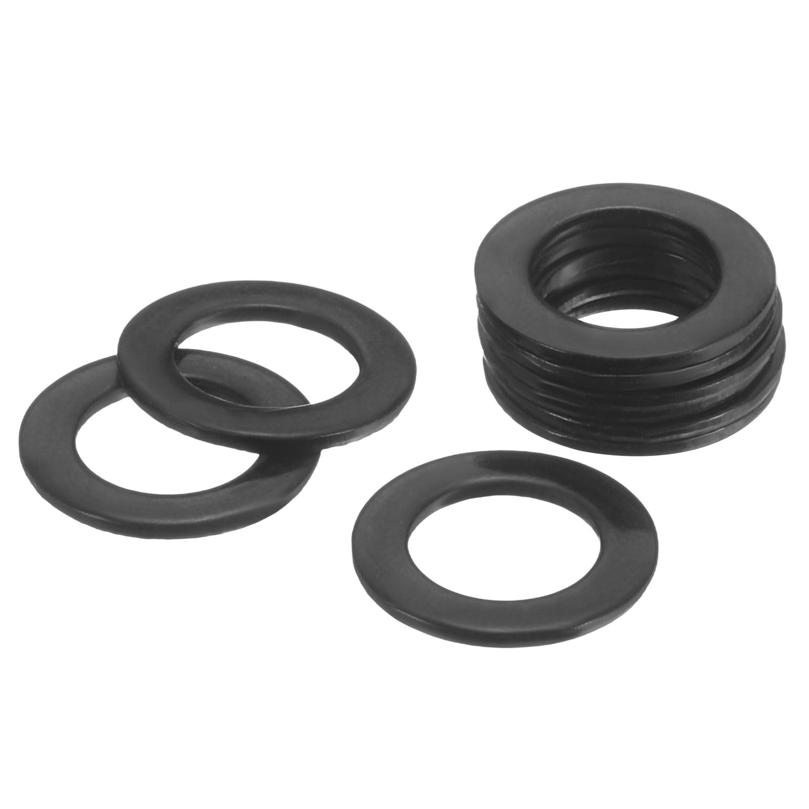sourcing map 75Pcs M8 304 Stainless Steel Flat Washers, ID 8mm, OD 14mm, Thickness 1mm Round Metal Washers for Screws Bolts, Outdoor Construction, Black — image 1