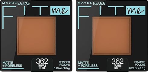 Maybelline Fit Me Matte + Poreless - Maquillaje facial prensado en polvo, trufa, 1 unidad (paquete de 2)