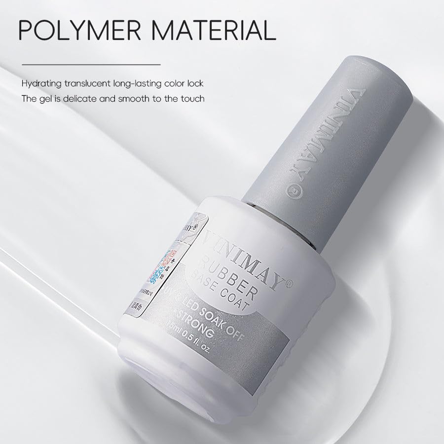 VINIMAY Professional Rubber Base Coat Gel 15ml | Strong Adhesion UV & LED Soak Off Nail Gel Polish Base Coat for Nail Extensions, Builder Gel, Long Lasting Gel Manicure & Professional Nail Art