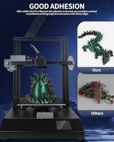 Image of LANDU Silk Dual Color PLA Filament 1.75mm 1KG, 3D Printer Filament Dimensional Accuracy + /- 0.02mm, Coextrusion Filament PLA Shiny Filament Fits for Most FFF 3D Printers,1KG Spool,Black Green