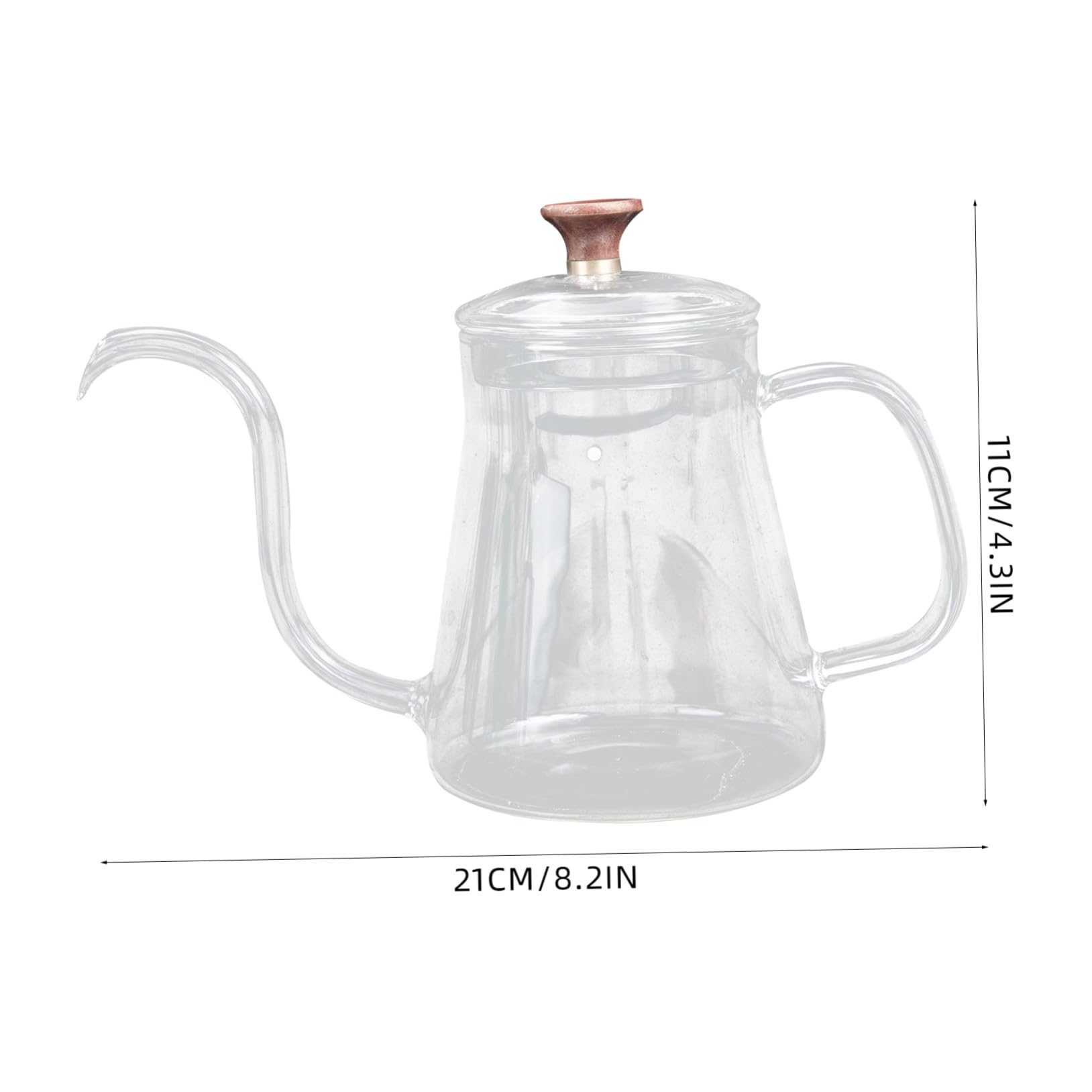 ULTECHNOVO Caffettiera Da Ufficio in Vetro Trasparente 350ml Beccuccio Lungo a Goccia, Bollitore Manuale Impugnatura Ergonomica Per Infusione Caffè e Tè, Per Casa e Lavoro