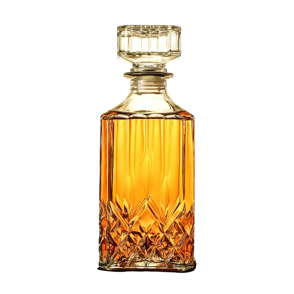 Decantador de whisky con tapón geométrico hermético, decantador de licor de 32 onzas, decantador de vidrio, botella de licor diáfano, decantador con tapa hermética para whisky, vodka, bourbon