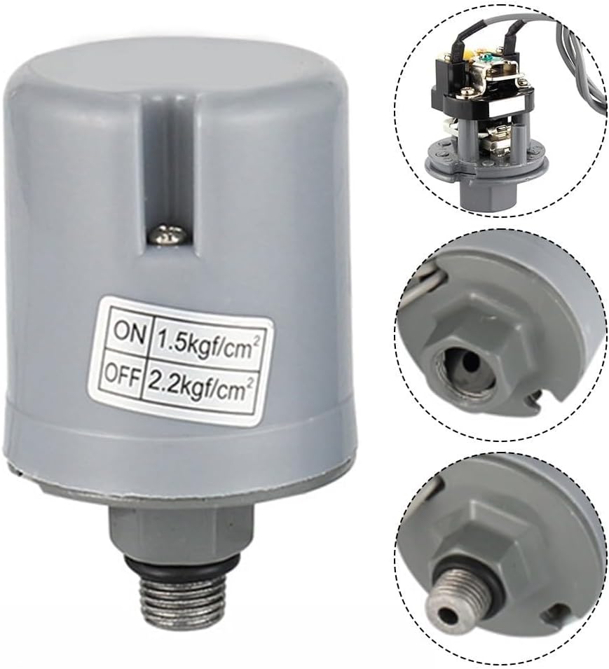 Water Pump Pressure Switch Controller with Automatic Pressure-Triggered Operation and Long-Lasting ABS and Metal Build (3/8 1.8-2.6kg)