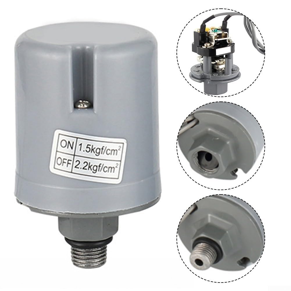 Water Pump Pressure Switch Controller with Automatic Pressure-Triggered Operation and Long-Lasting ABS and Metal Build (3/8 1.8-2.6kg)
