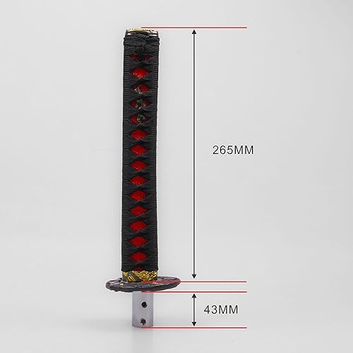 Miniatura 3 de Katana - Pomo de palanca de cambios de espada samurái, ajuste universal, 10.433 in, longitud negra y roja, para la mayoría de los autos