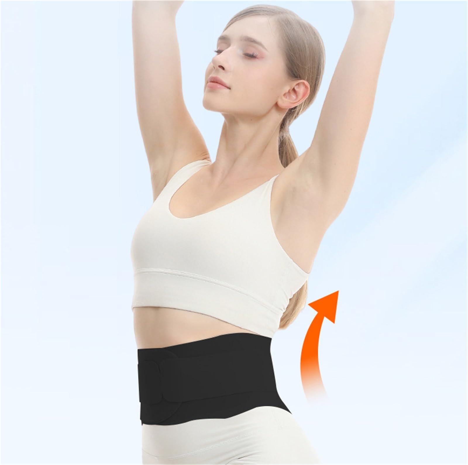 Fascia Lombare Supporto for La Schiena Ultrasottile, Leggero, Traspirante, Invisibile Cintura Schiena(Black,S)