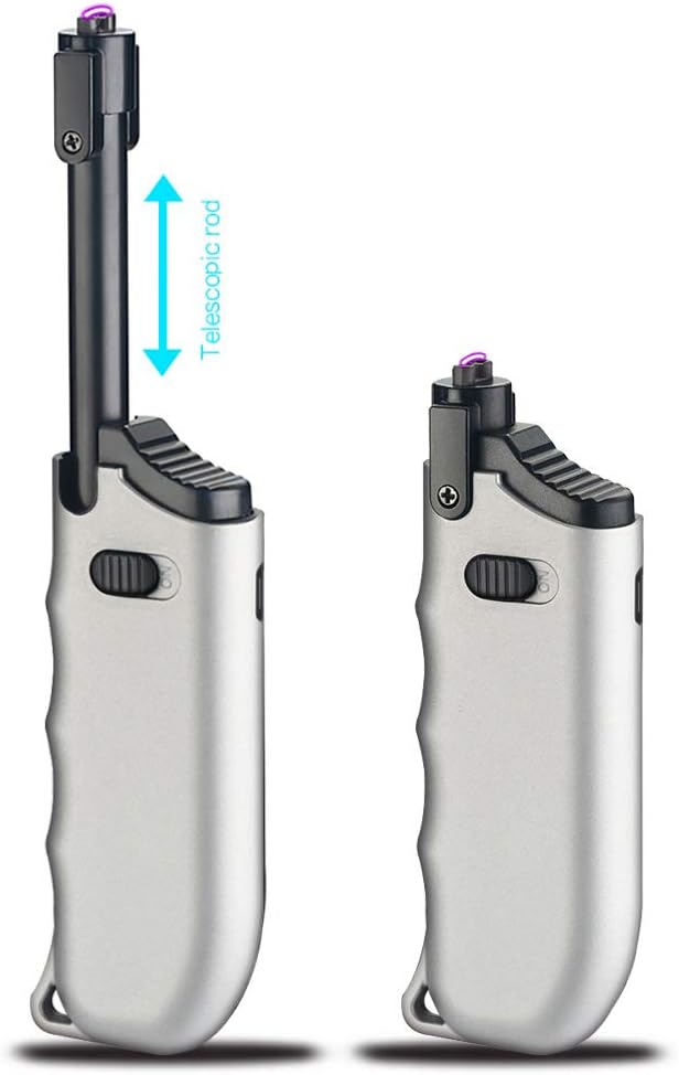 Electric Arc Candle Lighter, Adjustable Neck for Camping Cooking BBQ Fireworks (Silver)