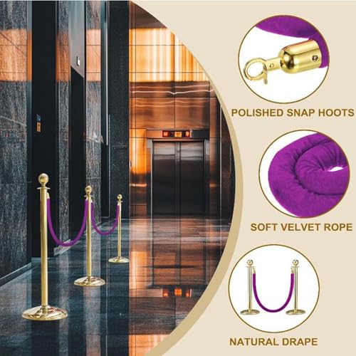 Corde de gestion de file d'attente lot de 2 velours violet 2.8m