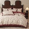 VM VOUGEMARKET Floral Duvet Cover Set Queen 100% Cotton Red Ruffle Comforter Cover 3 Pcs Romantic Princess Bedding Duvet Cover with Zipper Ties for Teen Girls #1