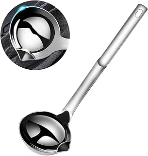 Sponsored Ad - Gravy Ladle with Anti-scalding Handle Stainless Steel Grease Separator Soup Spoon Ladle for Cooking (1, Sil...