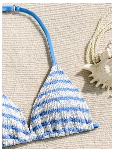 Image of RoseSeek Girl's Tie Dye Smocked 2 Piece Swimwear Sets Backless Halter Bikini Cute Brief Bathing Suit