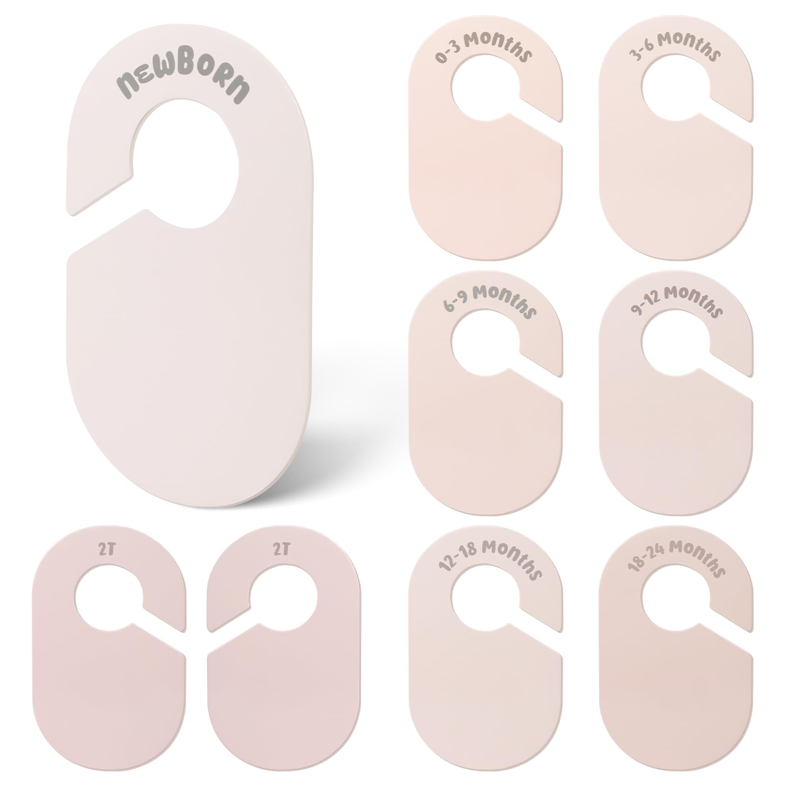 MEILIDY Baby Closet Dividers, Double Sided Nursery Clothes Size Separators for Newborn to 2T, Round, Neutral, 8 Pcs