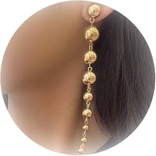 Gold Ball Dangle Earrings for Women Link Round Ball Drop Earring Round Beads Stud Earrings Statement Earrings Long Chain Ball Earrings Jewelry Gifts for Girls