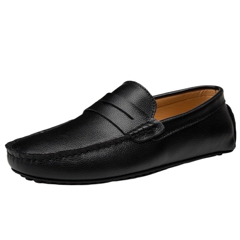 Mens Vintage Loafers Shoes Pu Leather Driving Loafers Prom Solid Color Round Toe Slip On