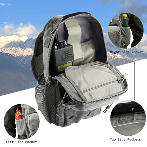 Image of Rover Sling Pack Tactical Shoulder Sling Bag Backpack with Bottle Holder Crossbody Chest Bag, Grey