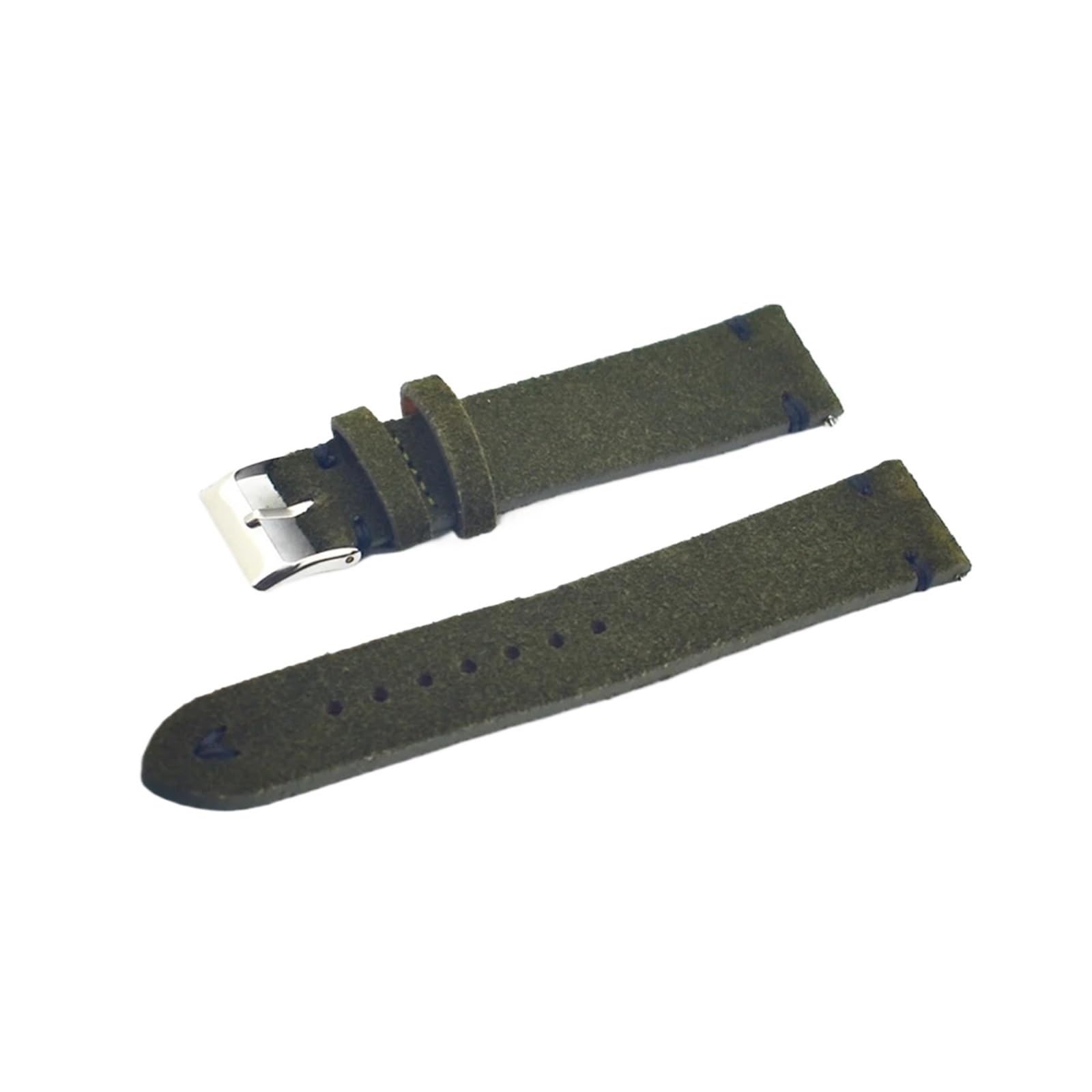Zielone paski do zegarka, pasek do zegarka, skóra zamszowa, mężczyźni, kobiety, 18 mm, 20 mm, 22 mm, pasek zastępczy (zielono-biała linia, 20 mm)