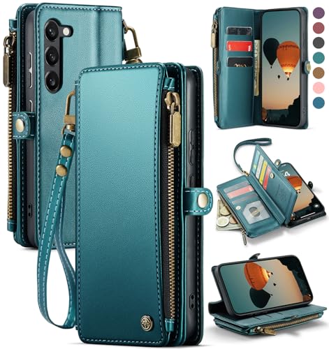 Defencase Compatible with Samsung Galaxy S23 Plus Case Wallet with RFID Blocking Card Holder for Women Men, PU Leather Magnetic Snap Flip Zipper Strap Phone Case Fit for Galaxy S23 Plus 5G 6.6