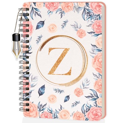 Image of Jhingalala Diaries - A5 Hardbound Floral Design Diary Cover With Initial Letter Wiro Notebook Diary With Dangler I Spiral Notebook With Planner and Calendar 2024 I 160 Undated Ruled Pages (Initial Z)